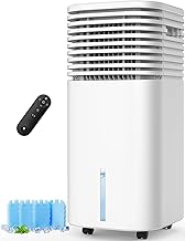 4-IN-1 Portable Air Conditioners, Evaporative Air Cooler w/4 Modes & 3 Speeds, 15H Timer for Smart Auto-off, 2-Gal Tank for 20H Cooling,17FT Remote,No Hose Needed,120°Oscillating Swamp Cooler