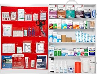 MFASCO 5-Shelf First Aid Kit - 2021 OSHA Compliant Class B, Wall Mount First Aid Cabinet for Businesses & Industrial - Ideal for Office Use - Deluxe Metal First Aid Box, Commercial First Aid Kit