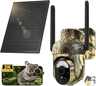 4G LTE Cellular Trail Cameras 2K 360° View Live Streaming Game Camera Built-in SIM Card with Motion Activated Color Night Vision Remote Phone Access Solar Powered Trail Camera IP65 Waterproof