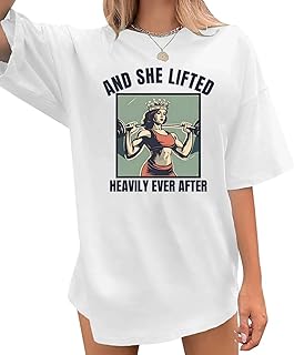 Funny Workout Shirts for Women Oversized Gym Tee Shirts Weightlifting Graphic Baggy T Shirt Gifts for Gym Lovers