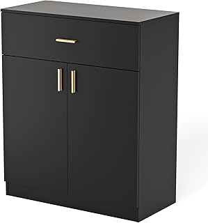 OmySalon Salon Storage Station Barber Station, salon stations for hair stylist, Free Standing Cabinet Beauty Salon Spa Equipment with 1 Drawers, 1 Storage Cabinet for Hair Styling, Black