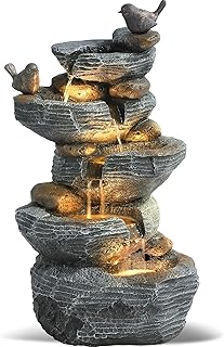Grepatio 5-Tier LED Waterfall Fountain
