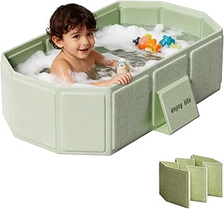 Collapsible Baby Bathtub for Infants & Toddlers, Foldable & Leak-Proof, Reinforced Durable Structure, Heat-Resistant, Easy Storage for Small Spaces, Graffiti Green