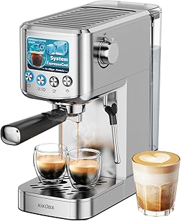 Espresso Machine 20 Bar with Milk Frother, Stainless Steel Coffee Maker with 42 oz Removable Water Tank for Cappuccino, Latte&Cold Brew, Home&Office, Silver