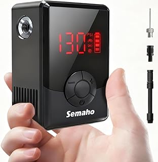 Electric Mini Bike Pump with 130PSI Gauge, Portable Bicycle Air Pump with Presta and Schrader Valve, Auto-Stop Fast Inflation Mini Air Pump for E-Bike, MTB, and Road Bike Tires