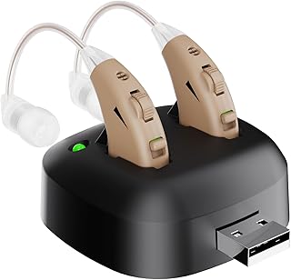 Rechargeable Hearing Aids for Seniors – Hearing Amplifiers with Clear Sound & Comfortable Behind-the-Ear Design, Lightweight