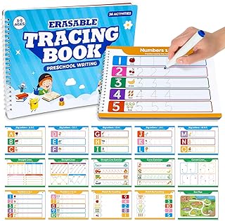 Preschool Dry Erase Learning Workbook for Kids Ages 3-5 – Reusable Tracing Book for Letters A-Z, Shapes & Lines – Use with Dry Erase Markers – Handwriting & Fine Motor Skills Practiceactice
