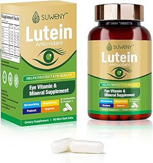 Lutein Eye Vitamins Supplement for Adults - 90 Capsules, Supports Eye Health with Zeaxanthin, Zinc, Vitamins C & E, Vegan Formula for Blue Light Protection & Macular Support (1)