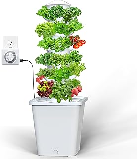 Hydroponics Growing System, 30-Plant Indoor Hydroponic Tower with Pump System, Plants Germination Kit, Smart Aeroponic Herb Garden, Vertical Hydroponic System for Gardening Lover (No Seed)