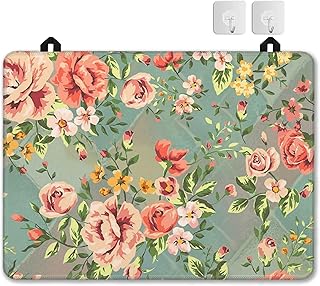 Retro Floral Stove Top Cover for Electric Stove,Heat Resistant Glass Cooktop Cover,Multipurpose Stove/Counter/Washer Top Protector,Dishwasher Safe Rubber(28x 20)