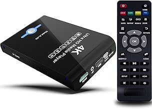 4K Ultra HD Media Player & HDD Enclosure 2-in-1 - Play H.265/HEVC H.264/AVC MP4 MKV Videos MP3 Music JPG Photos, 4K 60fps HDMI, Analog AV Etc,Supports 2"/2.5"/3" SATA HDDs with USB/SD Card Expansion