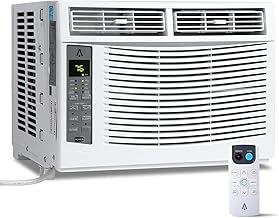 Window Air Conditioner 6000 BTU Smart, Cool Up to 250 Sq. Ft. with Remote WiFi Control, Energy Saving, Quiet, Dehumidification, Cooling, White for Office, Bedroom, Kitchen