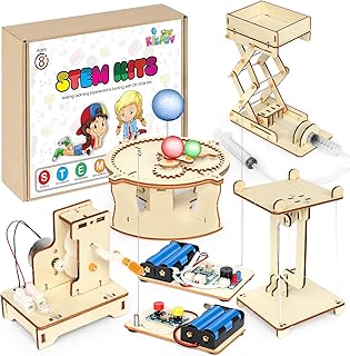 5 in 1 STEM Kits Projects for Kids, STEM Toys Crafts for Boys, Girls, Ages 8+, Science Building Toys Kits for Kids, 3D Wooden Puzzles, Birthday Gift for Boys Girls 8 9 10 11 12 Years Old