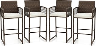 Tangkula 4-Piece Rattan Barstools