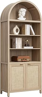 SICOTAS Boho Rattan Bookshelf