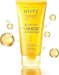 Turmeric Overnight Wrapping Mask, Turmeric and Collagen Peel-Off Facial Mask, Hydrating & Firming Sleeping Mask for Radiant, Elastic Skin, Deep Moisture & Wrinkle Care for Men and Women
