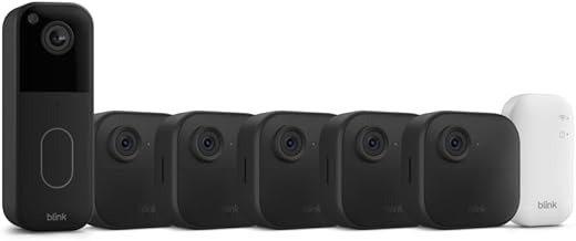 All-new Blink Video Doorbell + Outdoor 4 – Wireless smart security cameras, head-to-toe HD view, two-year battery life. Sync Module Core included – 5 camera system + Video Doorbell
