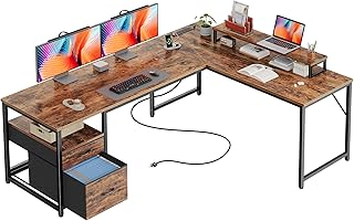 PRAISUN Power-Outlet L-Shaped Desk