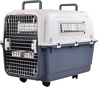 Elevon Plastic Kennels, Plastic Dog Crate, Airline Approved Pet Carrier for Dogs and Cats Longer Traveling, L