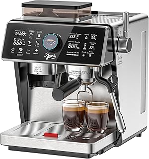 Dual Boiler Semi-Automatic Espresso Machine with Built-in Grinder, 58mm Portafilter, TFT Display & Milk Frother Steam Wand – Professional Coffee Maker for Home Barista