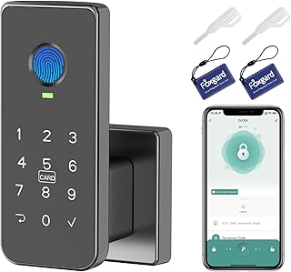 Foxgard Fingerprint Door Lock – 5-in-1 Biometric Smart Lock with Keypad, App Control, Key, Auto-Lock, Electronic Deadlock – Keyless Entry for Bedroom, Office, Indoor Use – Includes 2 IC Cards