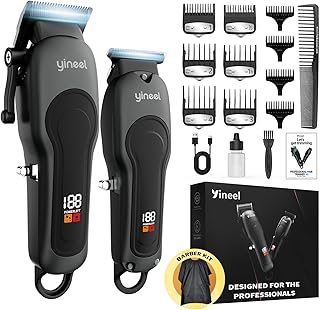 Yineel Hair Clippers for Men, Professional Cordless Clippers & Trimmer Set, Super Quiet, Clippers for Hair Cutting Kit with LED Display, Gift for Men Women Barber Kid