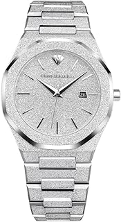 Men’s Luxury Watch PR5691 – Silver Frosted Stainless Steel Japanese Quartz, 41mm, 5ATM Water Resistant, Scratch-Resistant Sapphire Crystal Glass, Elegant Dress Watch for Men, Reloj para Hombres