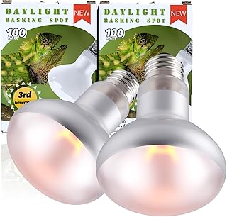 100W 2-Pack Reptile Basking Heat Bulb - UVA Daylight Heat Lamp for Bearded Dragons, Turtles, Snakes, Lizards & Amphibians - Provides Infrared Heat Output & Sunlight Simulation Heating Light