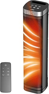 Portable Space Heater, 1500W Ceramic Heating Fan with Thermostat, Remote Control, 3 Heating Modes, 70° Oscillation, Ideal for Office, Home, and Bedroom Use