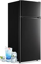 4.5 Cubic Feet Double Door Fridge with Top Freezer Large Capacity Refrigerator with 7 Temperature Control & 3 Removable Shelves Black