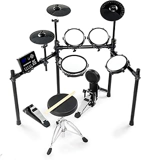 Glarry Electric Drum Set with 10" Dual Zone Snare, 5 Pads, 3 Cymbals Full Size Adult Drum Set, 30 Kits and 450 Authentic Sounds,TFT Color Display, USB MID