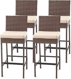 ECOTOUGE Outdoor Rattan Barstools