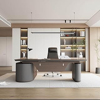 Large Executive Office Desk with File Cabinet, 78.7 Inch Sit & Stand L Shaped Executive Desk, Adjustable Luxury Office Desks for Boss, Business Owners, Managers and Supervisors Return Right