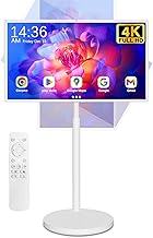 yezrow® Portable TV on Wheels, UHD 4K Portable Touch Screen Monitor, 8+128GB, Android 13 (Support Google Play Store), Built-in Battery(5-8H), Full Swivel Rotation, Voice Remote Control (32 inches Pro)