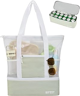 YICHFO Mesh Beach Bag with Cooler
