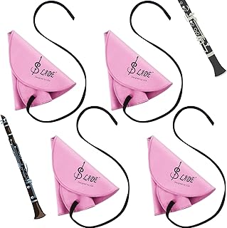 Yinder 4 Pcs Clarinet Swab Cloth Clarinet Cleaner Cleaning Cloth Swab for Inside Tube Suitable Piccolo Flute Sax Saxophone (Pink)