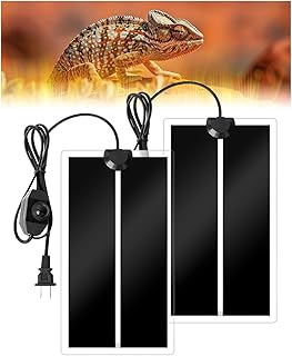 GlowUp 7W Reptile Vivarium Heat Mats, Pets Heating Pad with Temperature Adjustment, Amphibian Tank Warmer for Reptiles, Turtles, Snakes, Lizard, Gecko, Removable Under Tank Reptile Heating Mat, (2X)