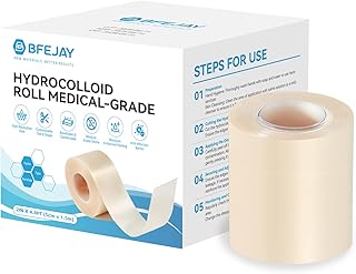 Hydrocolloid Bandages for Wound Care, Extra Large Medical-Grade Hydrocolloid Roll with Self-Adhesive, Ultra Absorbent, Flexible & Waterproof, DIY Size & Shape First Aid Kit Essential (2in*4.8ft)