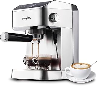 Espresso Machine 20 Bar, Brush Stainless Steel Espresso Maker with Milk Frother Steam Wand, 1400W Espresso Coffee Machine with 1.8L Removable Water Tank for Latte, Cappuccino,Machiato