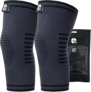 Knee Compression Sleeves for Men & Women – 2-Pack Black Knee Brace for Running, Arthritis, Meniscus Tear, ACL, Workout – Support for Knee Pain Relief (Black, Large)