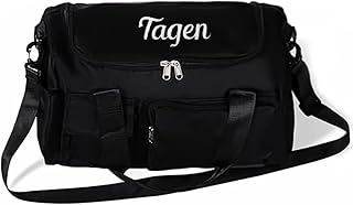 Personalized Weekender Bag, Custom Travel Duffle Bag with Embroidered Name, Carry Luggage Gym Bag for Women and Men (Black)