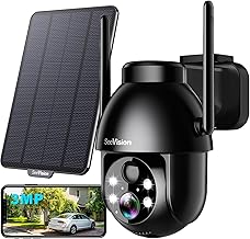 Solar Security Cameras Wireless Outdoor, 2K PTZ WiFi 3MP Indoor Security Camera for Home with Spotlight, PIR Motion Detection,Siren, Color Night Vision, 2-Way Talk, SD/Cloud Storage