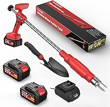 Electric Weed Puller Tool - 3 Claw Steel Head Stand Up Long Handle Weed Puller With 2 x 4.0Ah Battery & Charger & Small Shovel Versatile Garden Tools For Dandelion Lawn Flower Beds Yard