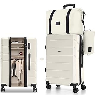 Luggage Sets 3 Piece, 4-Yr Warranty ABS+PC Hard Shell Expandable Suitcases with Wheels, TSA Aproved Lock and Carry on Bags, Travel Suit Case Set for Men and Women, (3-Piece, Beige)