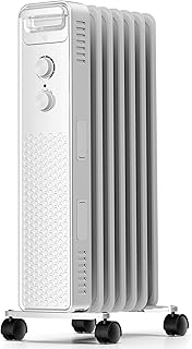 Portable Electric Radiator Heater, Space Oil Filled Heaters with 3 Heat Settings, Adjustable Thermostat, Overheat & Tip-Over Protection For Indoor Use,1500W (White)