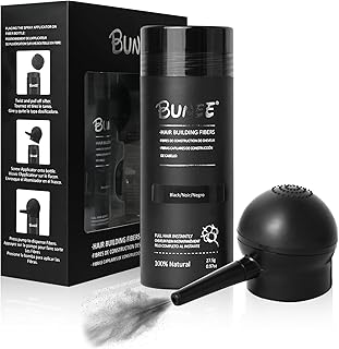 Hair Building Fibers for Thinning Hair for Men Women, 2-in-1 Kit- Enhancements Barber Spray, Thicker Fuller Hair Beard & Hairlines Instantly with Spray Applicator Pump Nozzle, Natural Formula (Black)