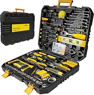 Tool Set with Screwdrivers, Ratchet Wrenches, Socket Wrenches, Hand Saw, Hammer – General 168-Piece Tool Kit for Home, Car, Dorm, Motorcycle, Plumbing Repairs