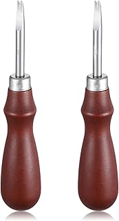 Leather Edge Skiving Beveler, 2 Pcs Leather Working Tools Burnishing Tool Edge Cutting Trimmer Tool for DIY Leathercraft Working 2 Sizes (1.0 mm, 1.5 mm) (3# + 5#)