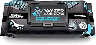 Gaming Peripheral Wipes, Keyboard Cleaner & Electronic Wipes, Safe for Controllers, Keyboards, Laptops, PCs & Mice – Alcohol-Free, Unscented, Paraben-Free, Cleaning Wipes - 50 Pack