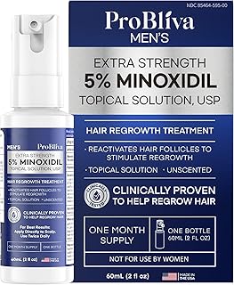 ProBliva 5% Minoxidil for Men Spray: Extra Strength 5% Minoxidil Topical Hair Growth Treatment - Clinically Proven Solution for Hair Loss & Thinning - Made in USA (2 Fl Oz (Pack of 1))